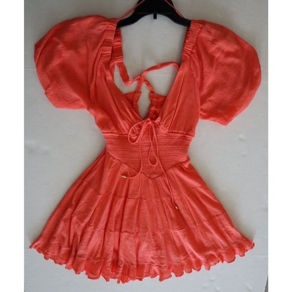 Free People OB1674071 Women Sz XS Pink Perfect Day Cotton Tiered Mini Dress - Picture 10 of 15